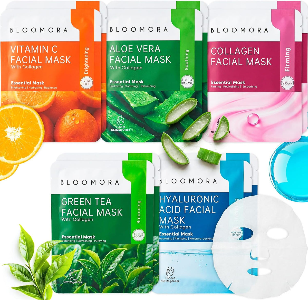 Overnight Collagen Face Mask, Hydrogel & Low Molecular Deep Collagen Mask, Glass Skin Face Mask, Collagen Mask Overnight + Firming & Elasticity, Hydrating Face Masks 34g*4ea, Face Masks Skincare Pack - Image 13
