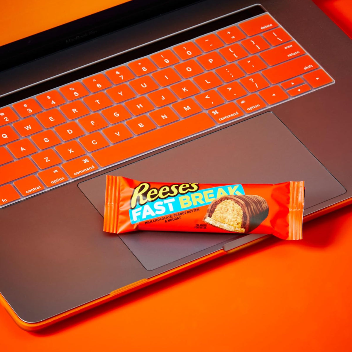 Reese's Fast Break chocolate peanut butter and soft nougat candy display