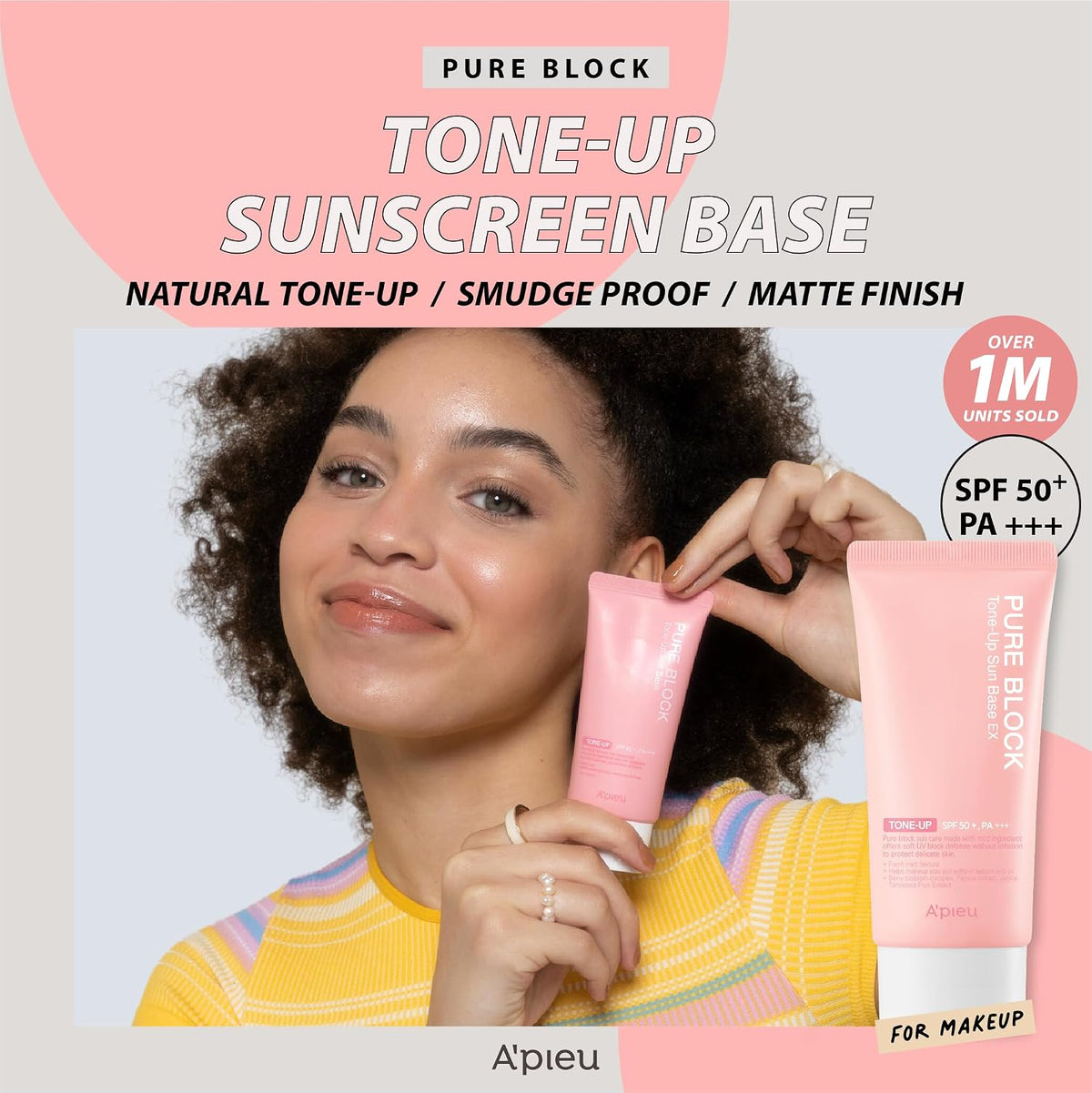 A'Pieu Pure Block Tone Up Sun Base SPF50 packaging for daily sun protection