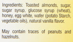 USA imported Ferrara Italian style torrone candy displaying toasted almond ingredients