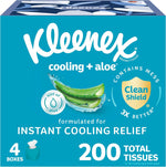 Kleenex Cooling Plus Aloe Facial Tissues 4 pack front view authentic imported skincare tissues