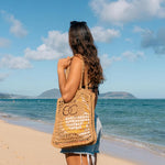 EcoGoTravel straw tote bag side profile showing depth and structure