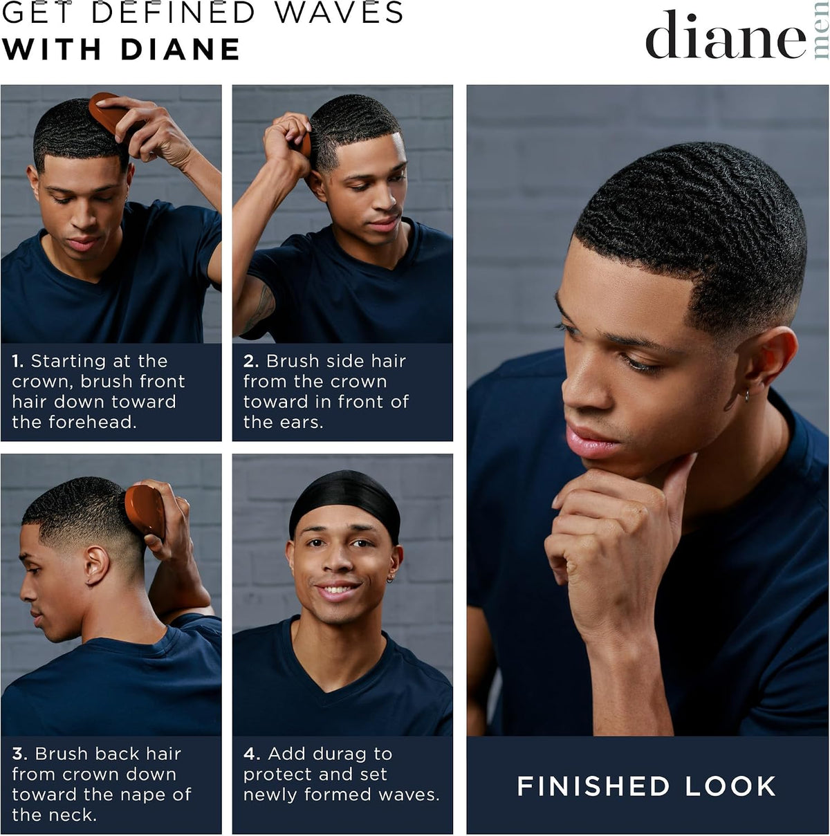 Diane Premium 100% Boar Bristle Club Wave Brush for Men, Wood Handle - Image 4
