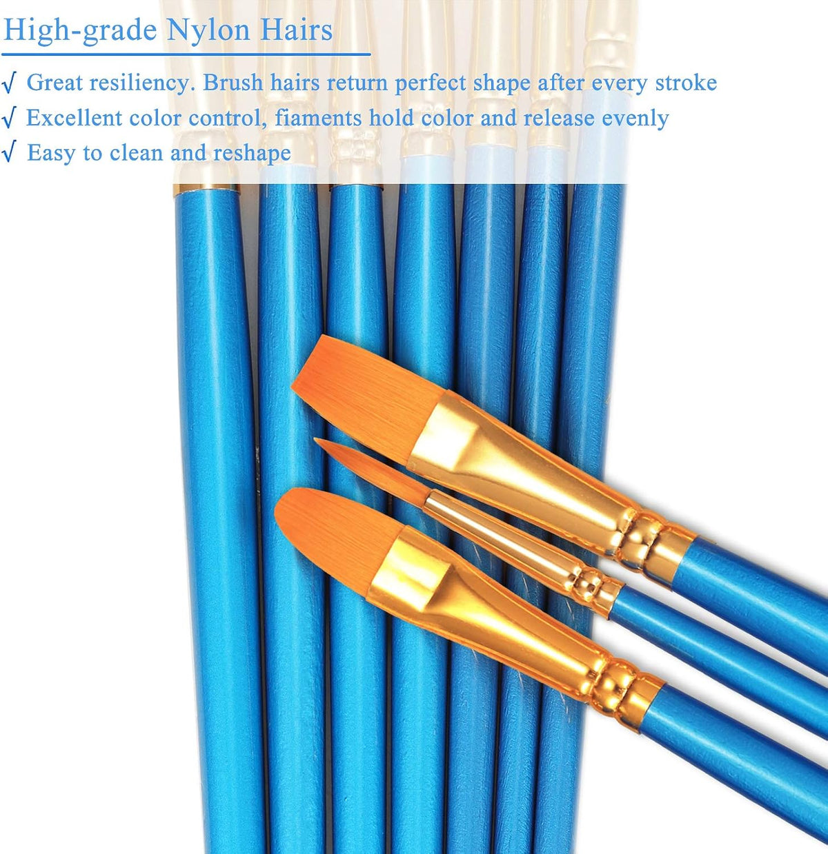 BOSOBO blue wooden handle paintbrushes array