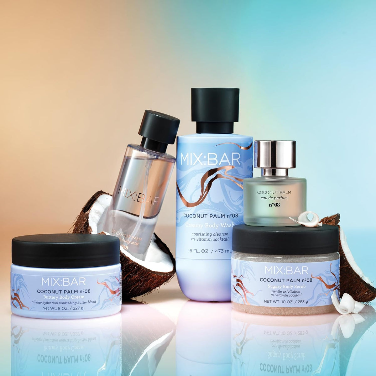 MIX:BAR Coconut Palm body cream cap and jar details