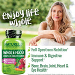 Naturelo whole food multivitamin capsules container side view