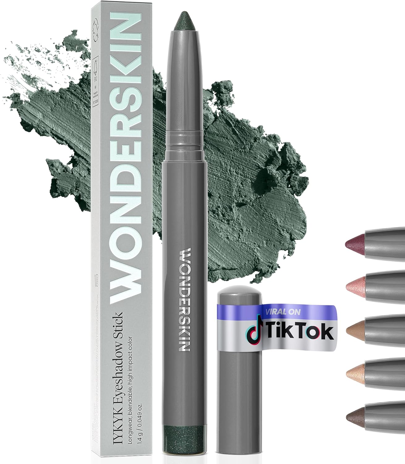 Wonderskin IYKYK Eyeshadow Stick Green Smoke front view premium imported makeup