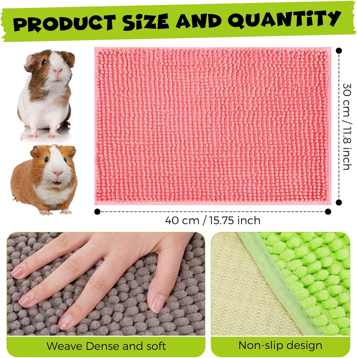 Close up of soft microfiber chenille texture on Barydat cage mat
