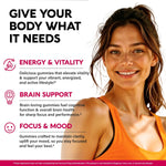 NutraHarmony Vitamin B-Complex gummies bottle side view showing supplement facts