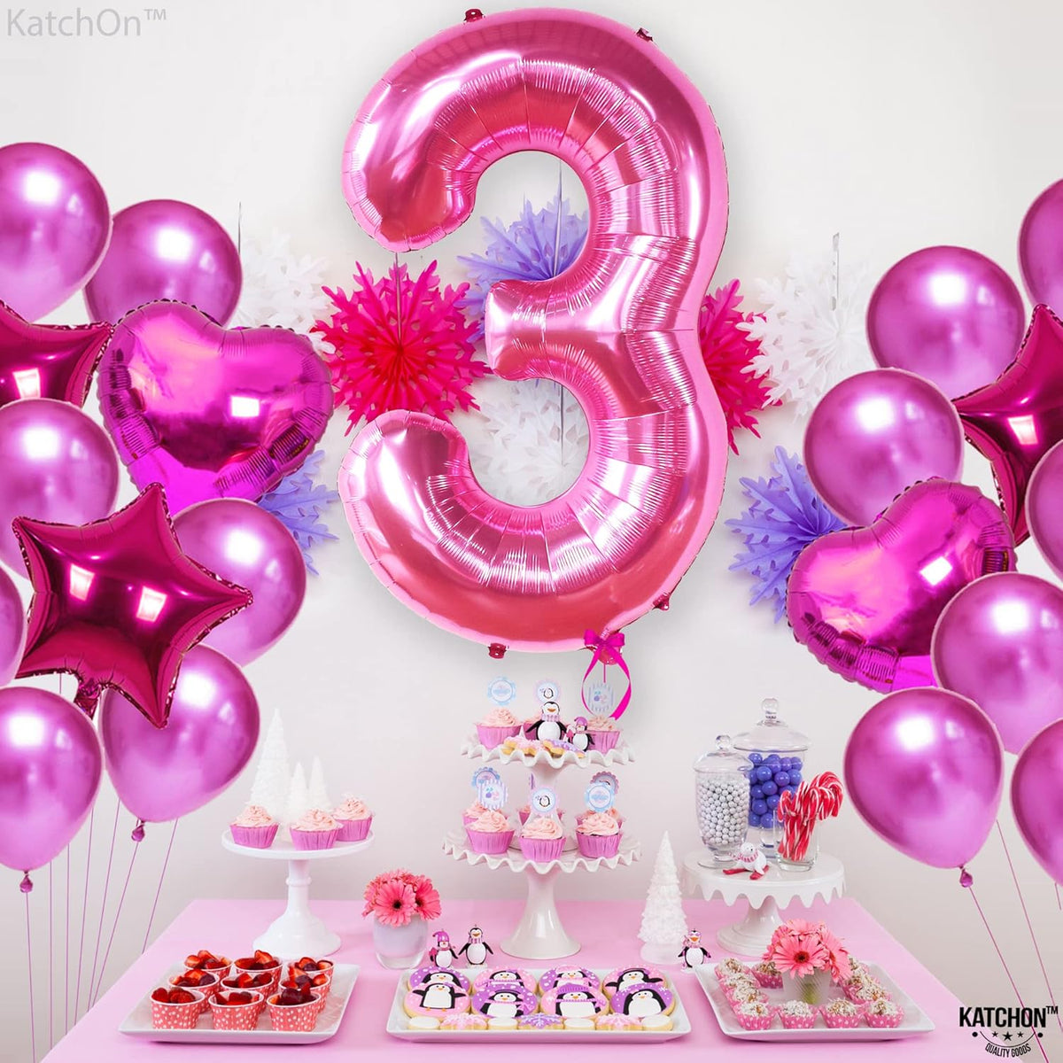 KatchOn giant hot pink number 3 backdrop display