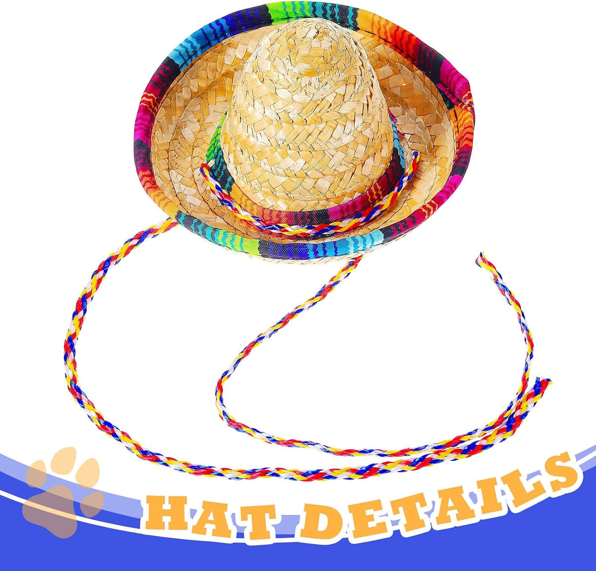 Matching Mexican style dog bandana and hat accessories