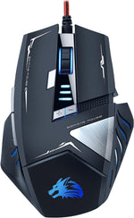 Rocksoul 8D optical gaming mouse front view showing black and silver design