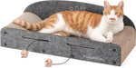 FUKUMARU Large Cat Scratcher Bed, 26 Inch Cat Scratching Bed Sofa Indoor | Cardboard Cat Scratcher with 2 Reversible Scratch Pad Refills, Durable Large Cat Scratching Lounger with Ball Toy, Beige - Image 11