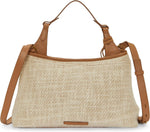 Lucky Brand Holi Satchel Natural Woven side profile and leather trim