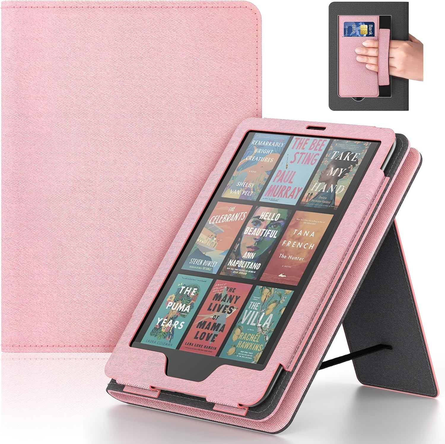Lainergie pink PU shell cover for Kindle Paperwhite front view