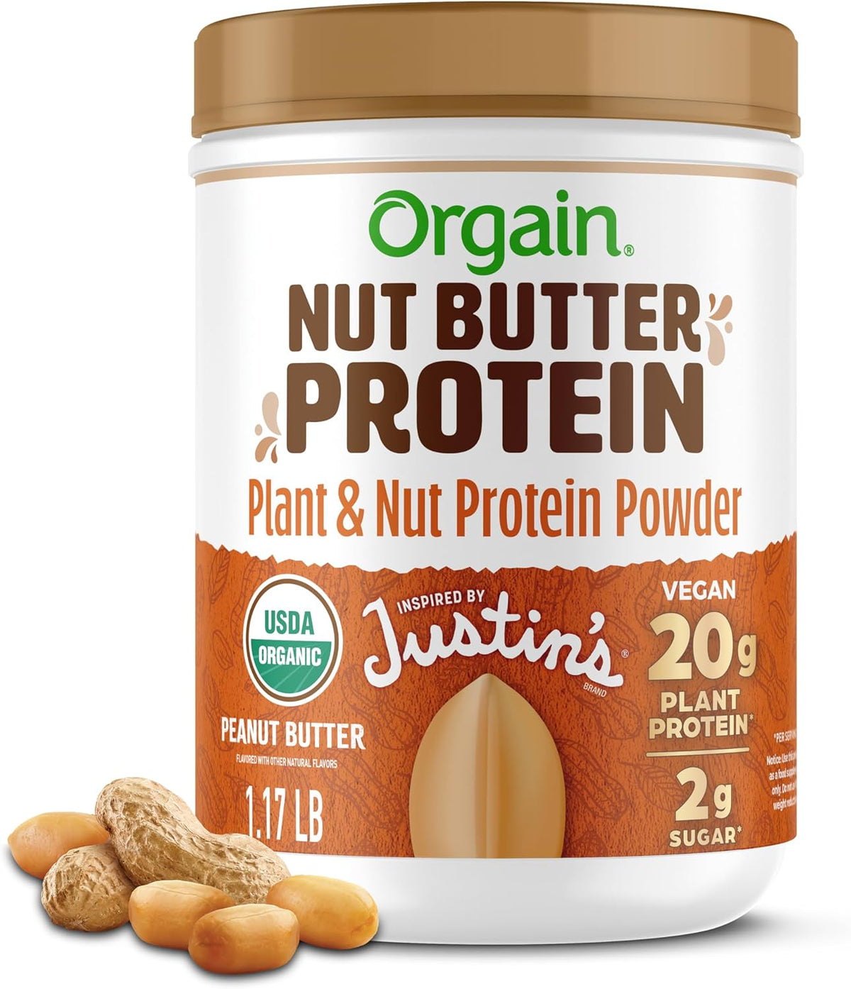 Orgain X Justin's (R) Organic Vegan Nut Butter Protein Powder, Vanilla Almond Butter- 20g Plant Protein, 1g Sugar, Gluten Free, No Dairy, Soy Ingredients, or Artificial Flavors, 1.17 lb - Image 10