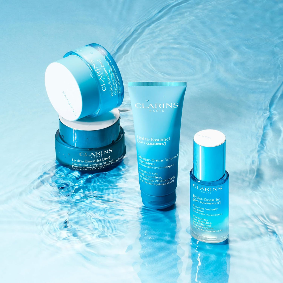 Clarins skincare serum bottle angled view against white background