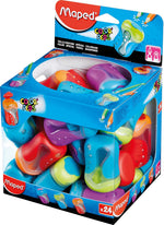 Helix Maped ColorPeps shatter resistant canister pencil sharpener flat lay view