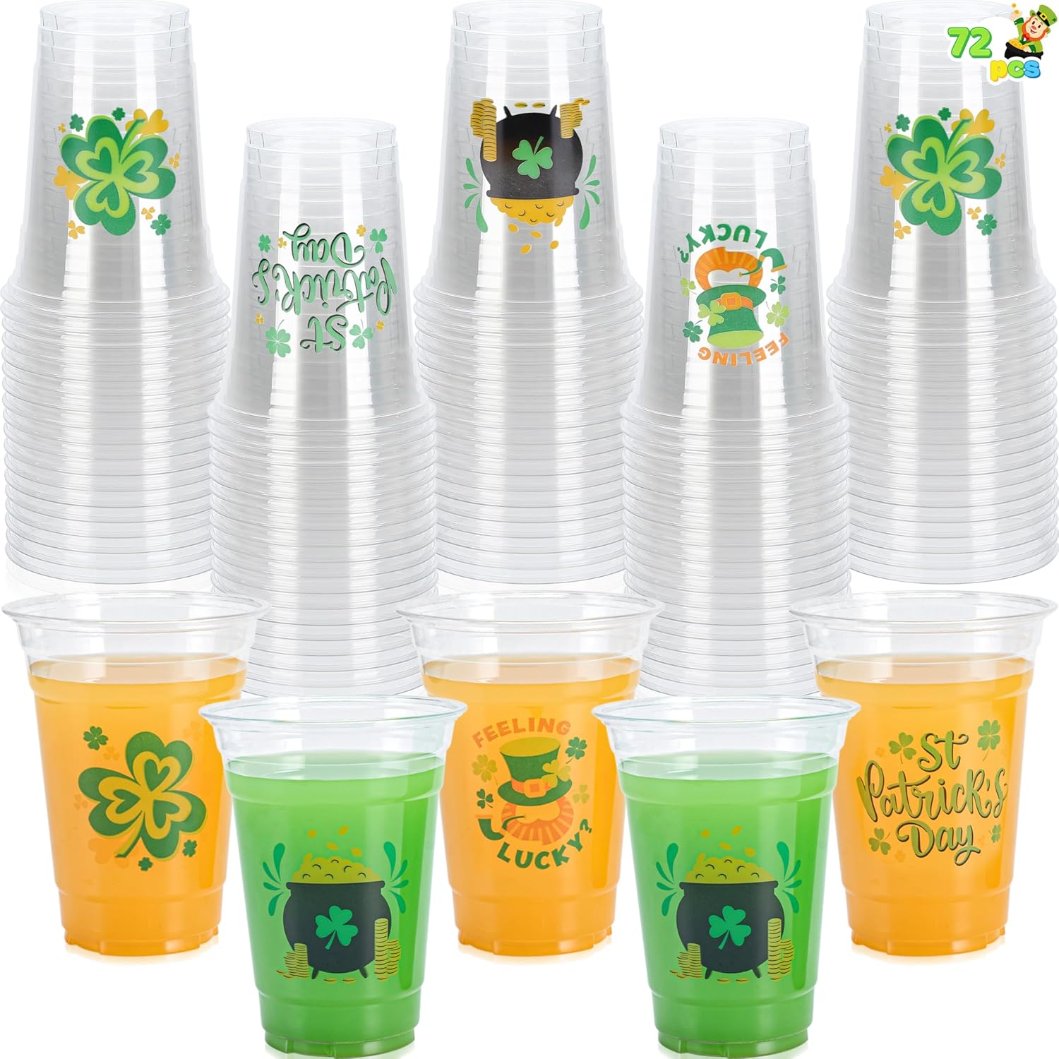 Joyin 72 pieces St. Patrick's Day plastic cups front view