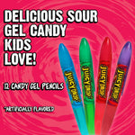 Authentic USA imported sour candy gel pens twelve count box for kids birthday party favors.