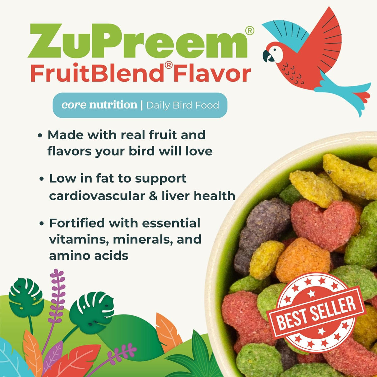 Close up of colorful fruit-shaped bird pellets