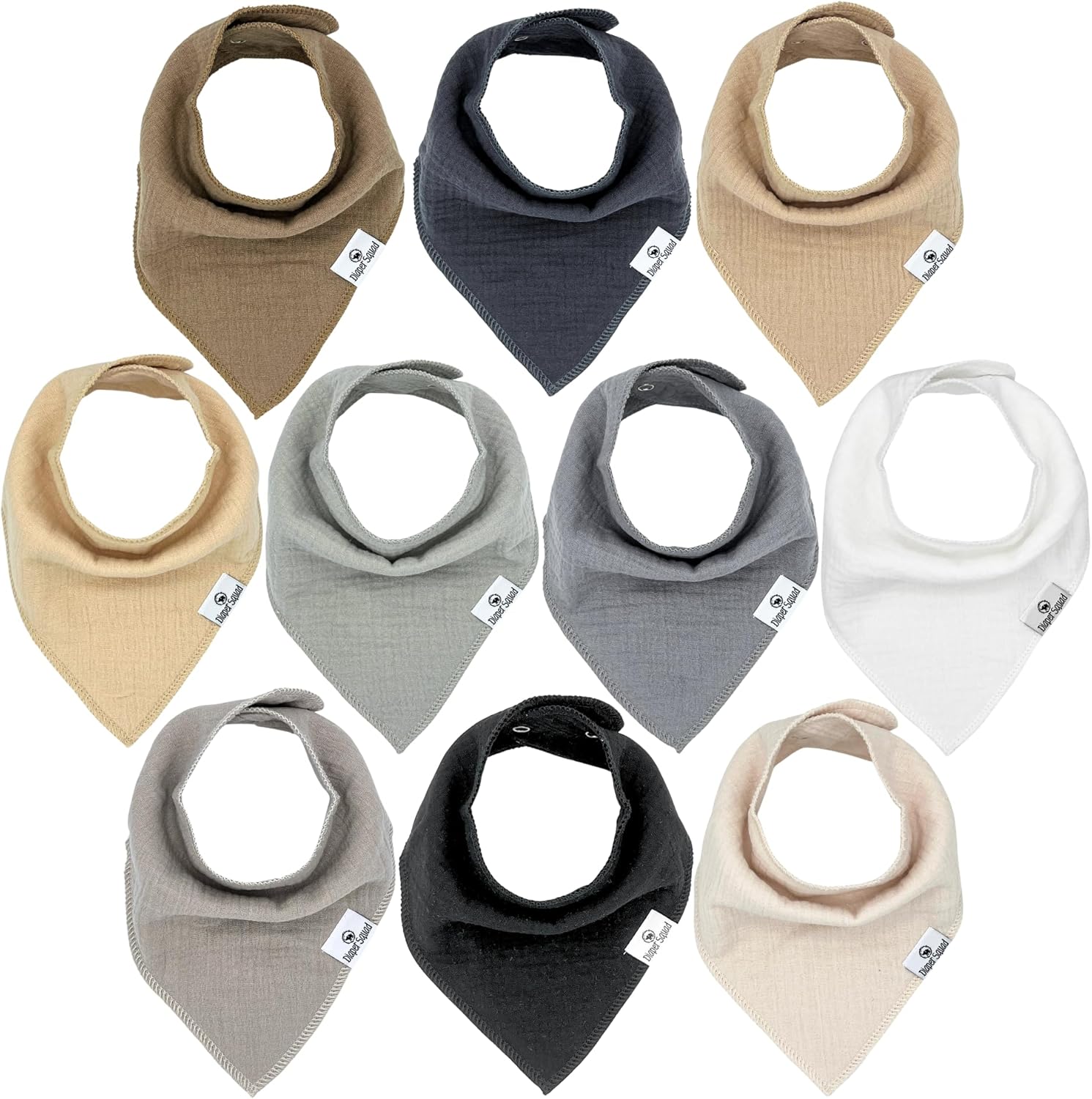Diaper Squad organic cotton baby bandana drool bibs set front view