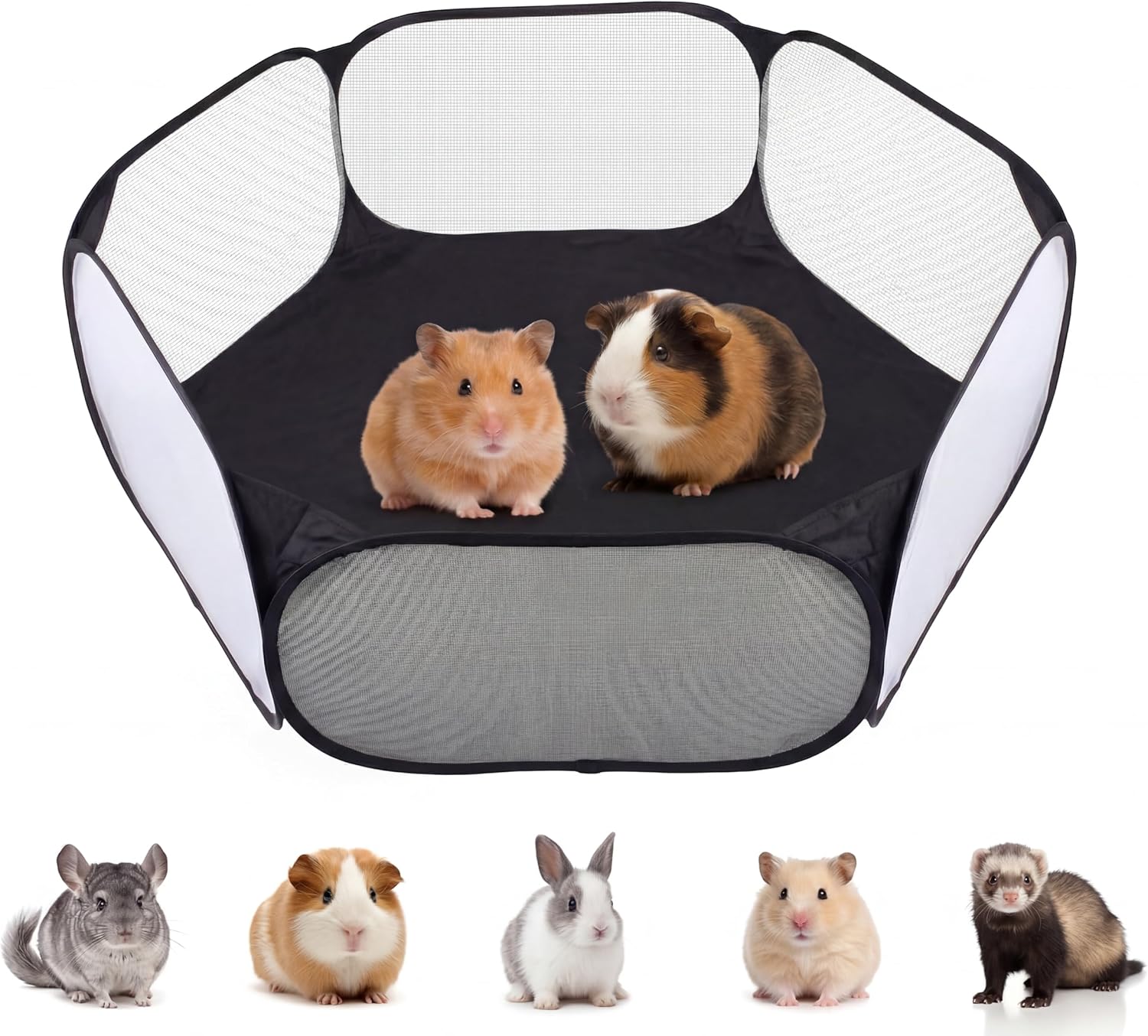 Small Animals Playpen, Portable Pop-up Open Interactive Pet Tent, Indoor Outdoor Fence for Rabbits, Guinea Pig, Hamster, Chinchillas, Kittens, Puppies - Image 1