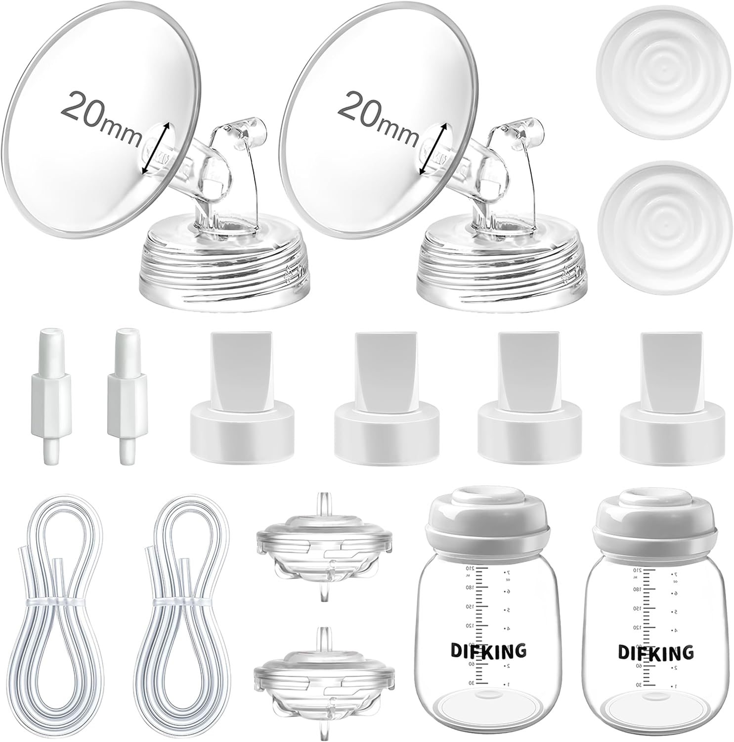 DIFKING breast pump parts replacement kit front view showing complete set contents