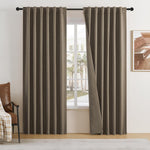 Brown Curtains 63 Inch Long 2 Panels Set-Back Tab and Rod Pocket Room Darkening Thermal Insulated Linen Textured Blackout Curtains Drapes?50" W x 63" L - Image 13