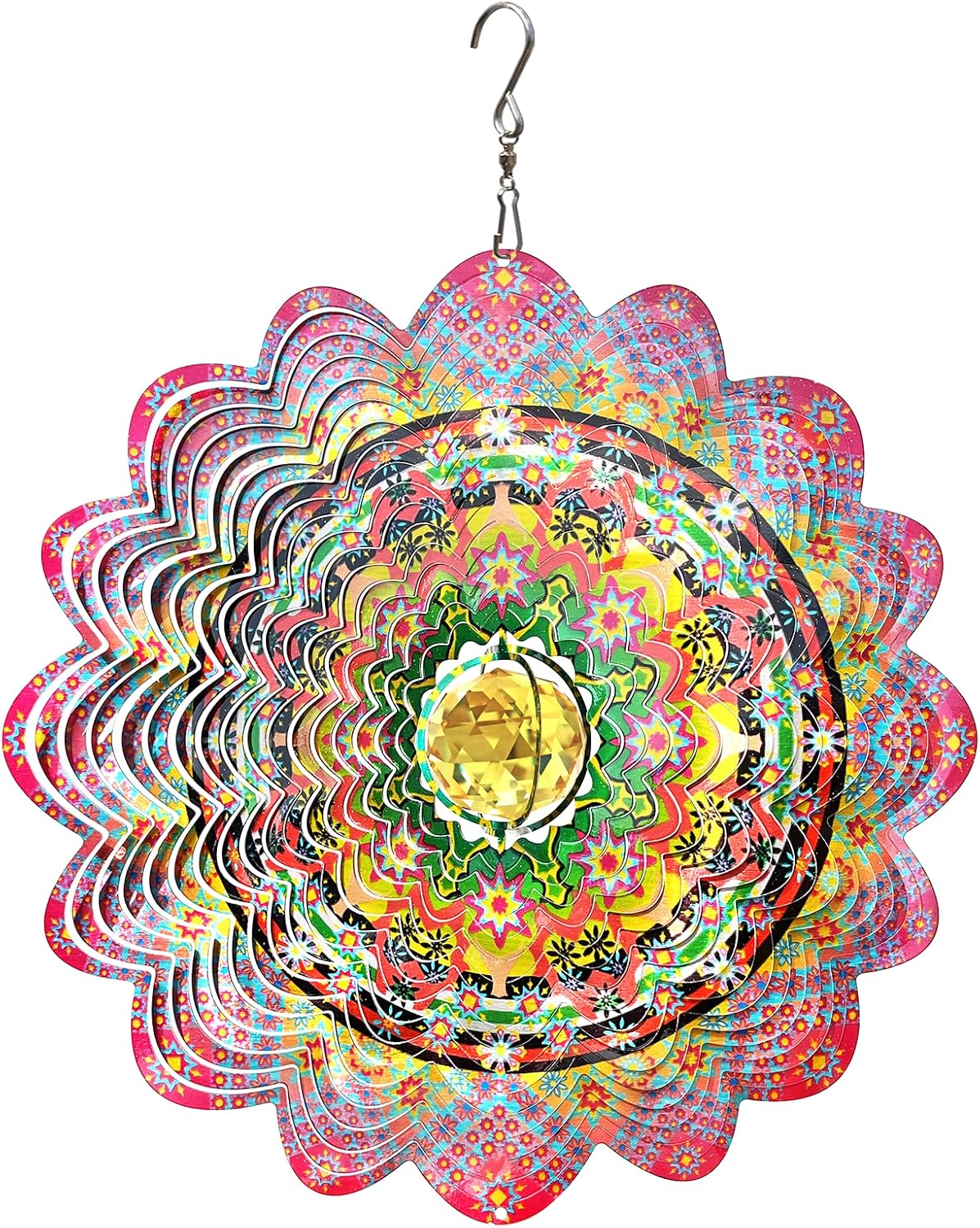 FONMY Stainless Steel Wind Spinner Worth Gift Indoor Outdoor Garden Decoration Crafts Ornaments 12 inch Multi Color Mandala Wind Spinners - Image 13