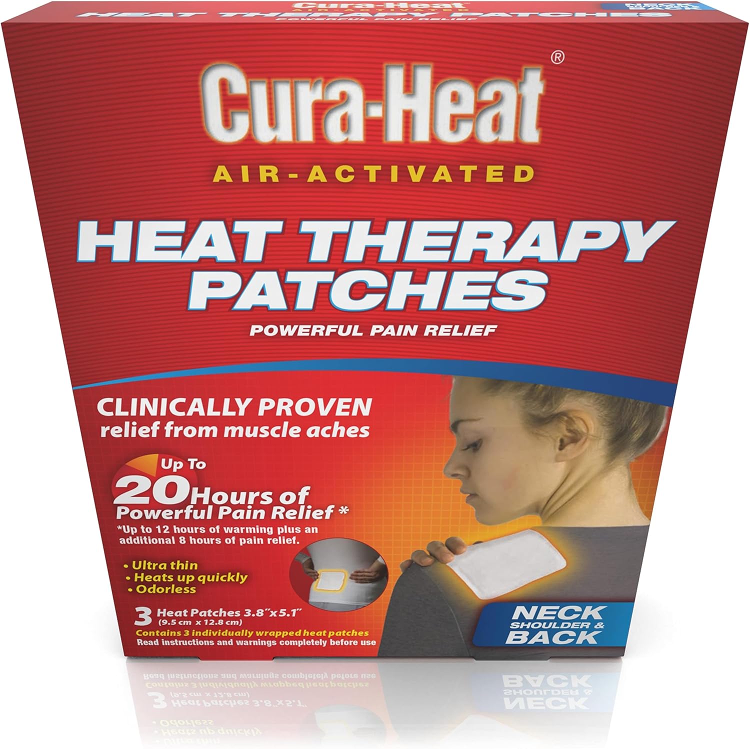 Cura Heat Therapeutic HeatPacks for Back, Shoulder, and Neck Pain 3 ea - Image 1