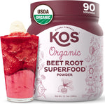 KOS Organic Beet Root Powder front view of 90 servings container