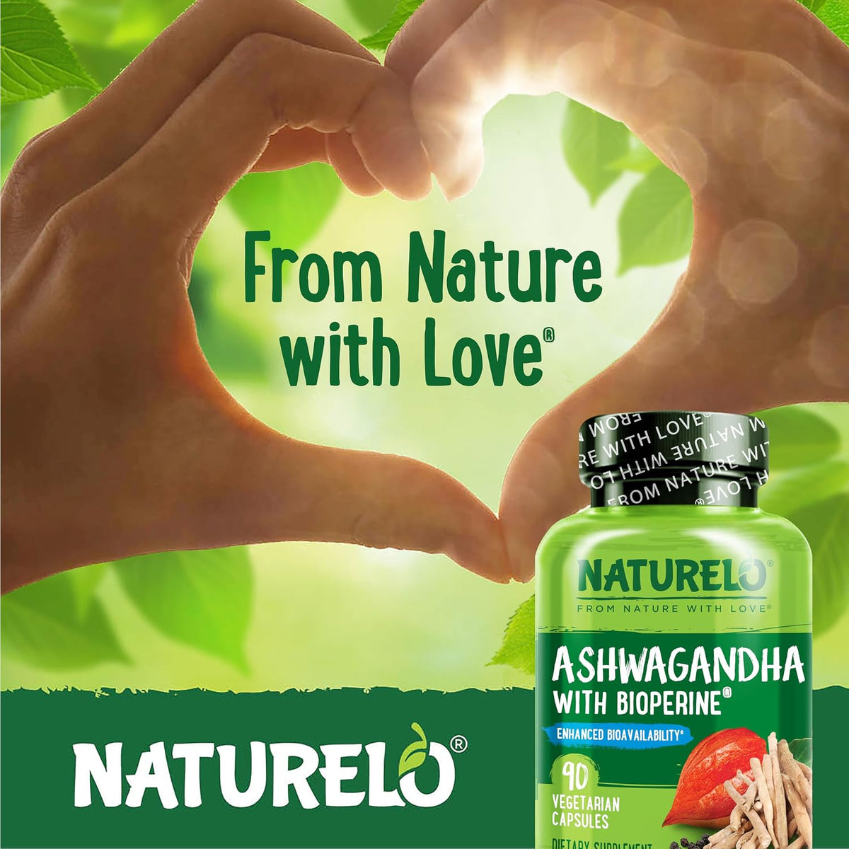 Side profile of Naturelo 90 vegetarian capsules bottle packaging