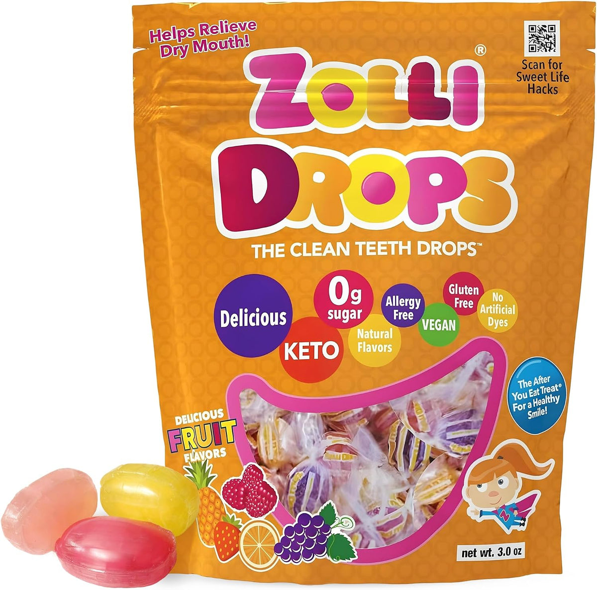 Zollipops Clean Teeth Lollipops, Anti Cavity with Xylitol, Sugar Free Candy for a Healthy Smile Great for Kids, Diabetics and Keto Diet, Natural Fruit Variety, 5.2oz - Image 11