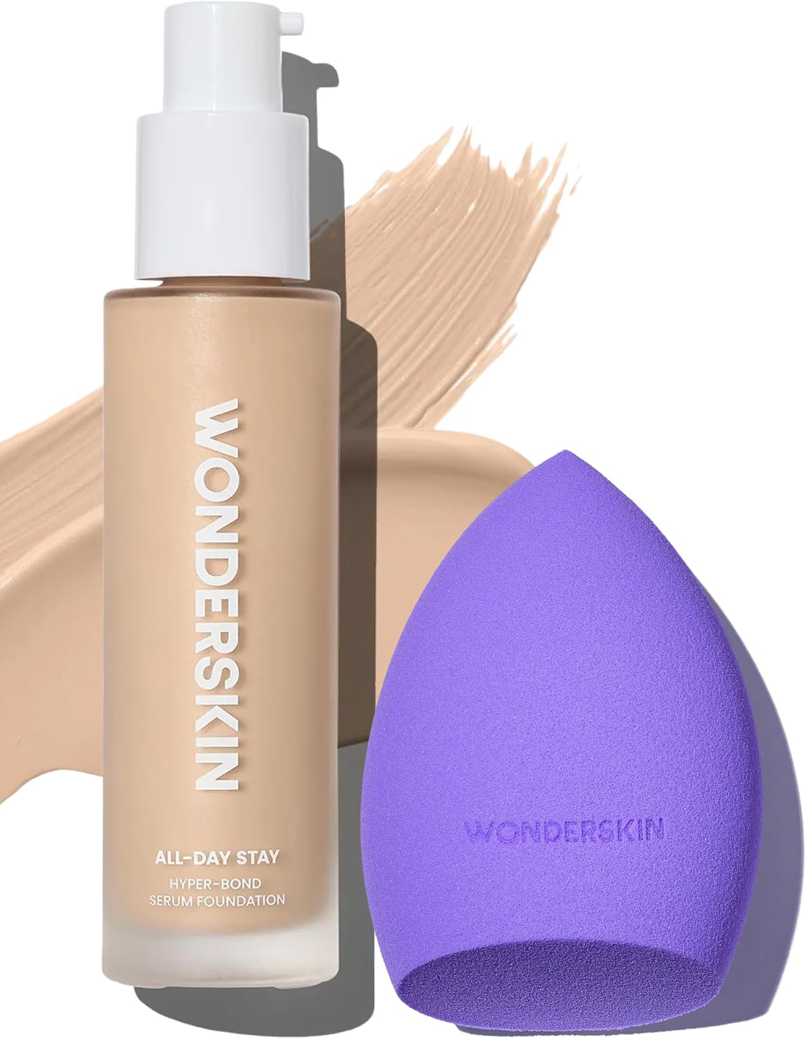 Wonderskin Perfect Blend Duo serum foundation Echo shade and blender set front view