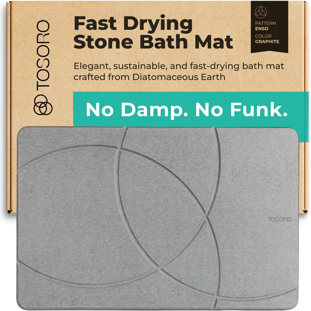 TOSORO stone bath mat front view showing graphite color