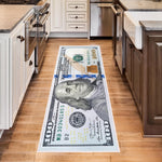 Sidafeni money runner rug styled neatly along a modern hallway wooden floor