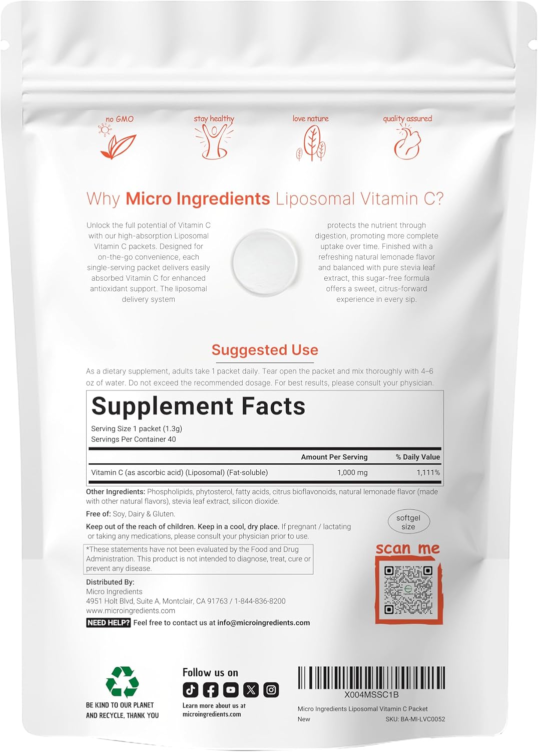 Micro Ingredients vitamin c travel packets display box