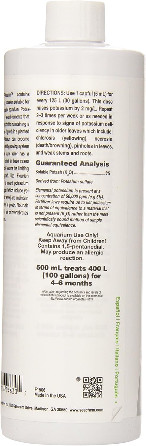 Seachem Flourish Potassium liquid plant supplement cap view