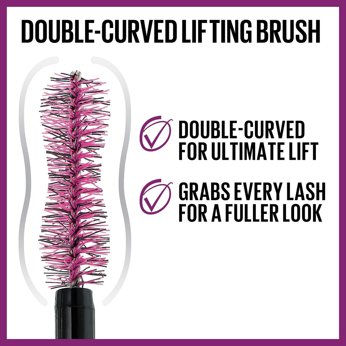 Maybelline mascara tube with double curved brush