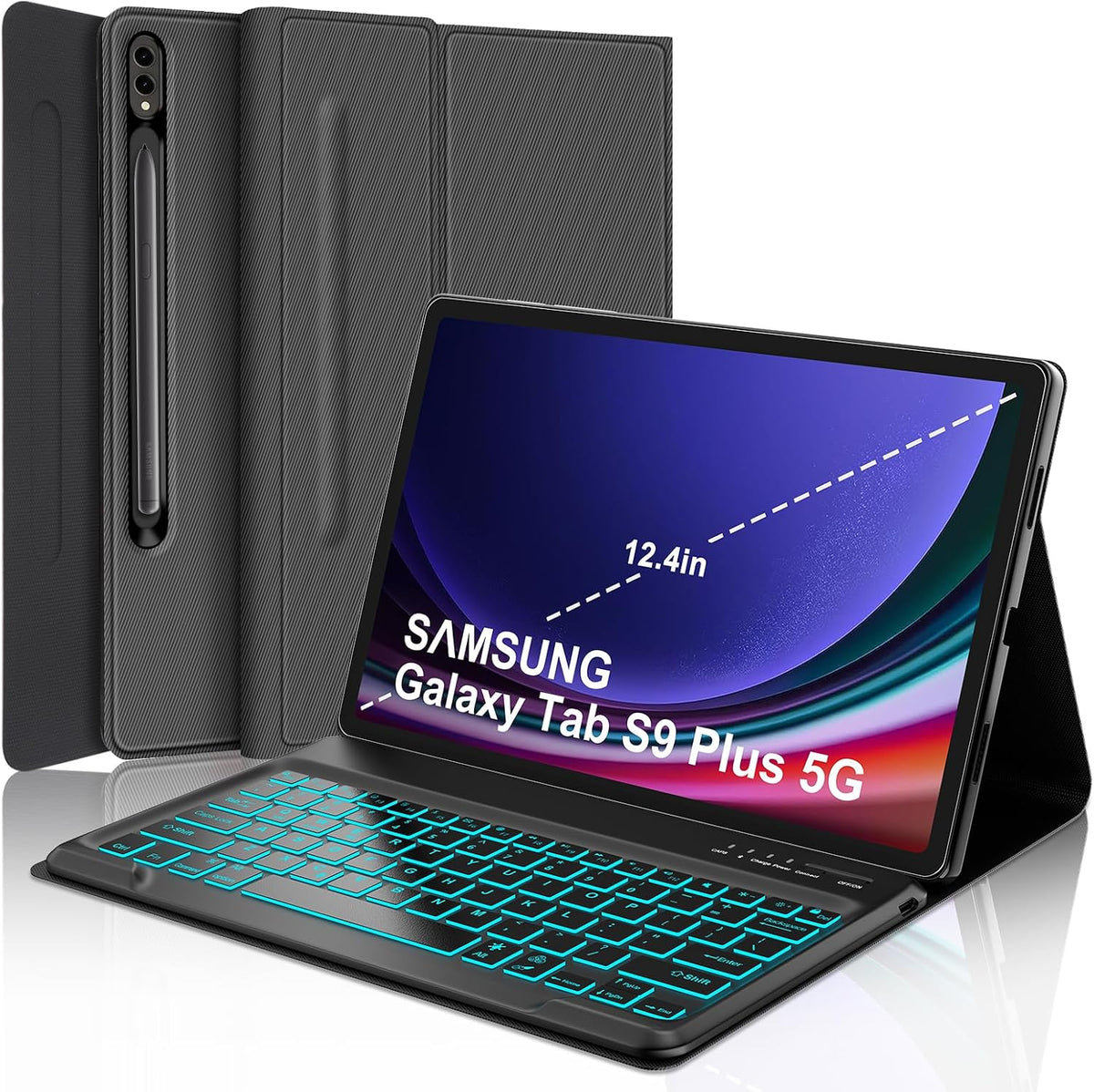 Keyboard Case for Samsung Galaxy Tab S10 FE/S9 FE 10.9-inch, Galaxy Tab S9 11-inch Case with Keypad, Smart Cover for Galaxy Tab S9 fe Keyboard, S Pen Holder&Charging Folio for S10FE 2025/S9FE, Black - Image 9