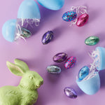 Hershey's special dark and extra creamy chocolate eggs unboxed on a platter