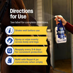 Farnam Repel-X premium imported horse insect spray bottle sitting upright on a stable counter