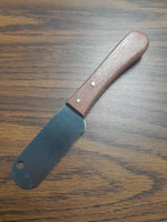 Close up of 3-inch hardened stainless steel blade on Tamsco stripping knife