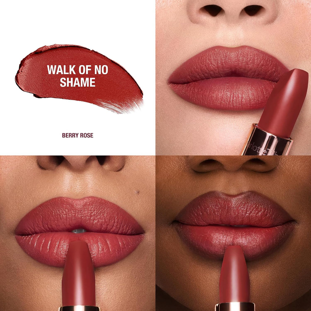 Close up of Charlotte Tilbury Matte Revolution Lipstick bullet shape.