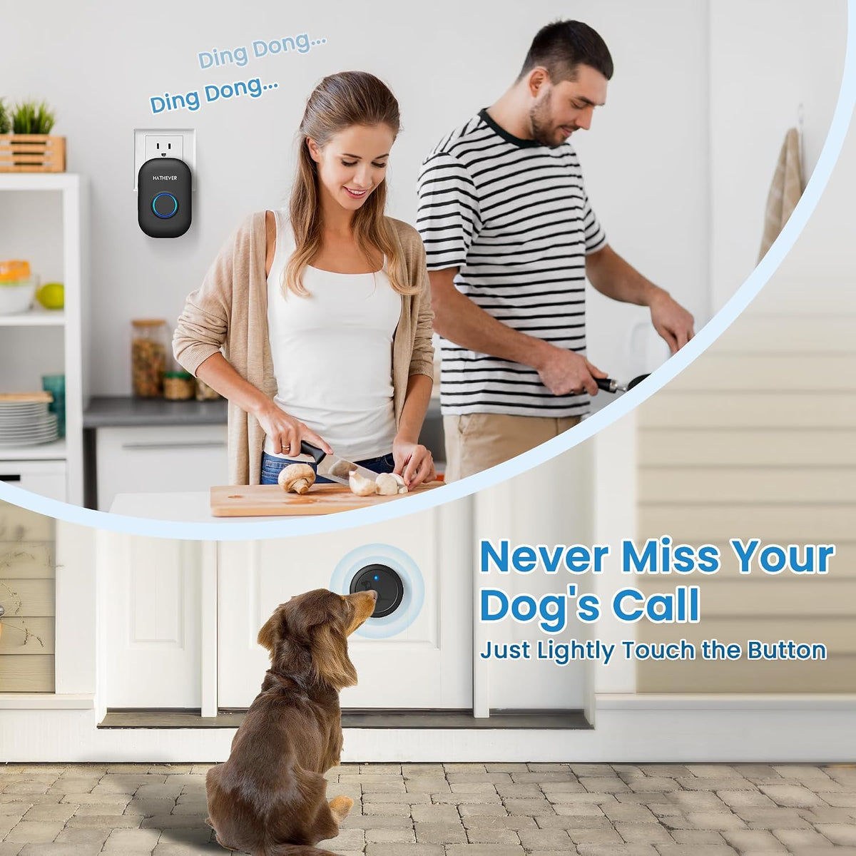 Hathever dog doorbell showing sensitive touch surface area