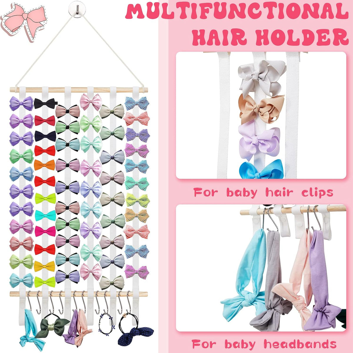 Qunclay hair accessories organizer stainless steel hooks