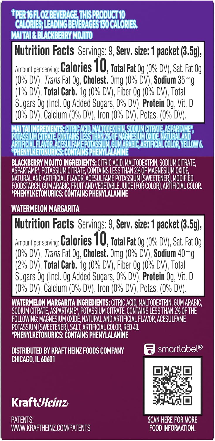Crystal Light zero sugar drink mix preparation in water glass
