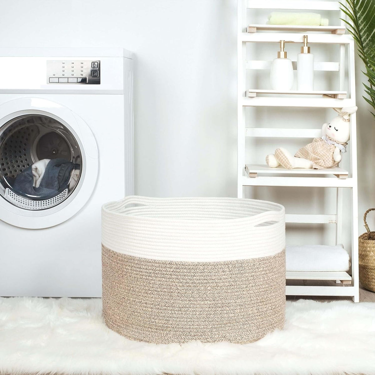 Mintwood Design decorative storage bin in a modern living room setting