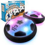 Let Loose Moose Hover Soccer Ball front view showing the dual pack in individual boxes with glowing LED lights.